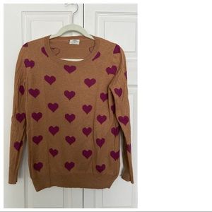 Madewell sweater tan with red and blue hearts
